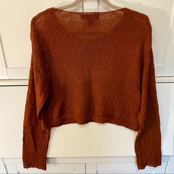Rust colored thin / sheer loose fitting sweater - Picture 4 of 7